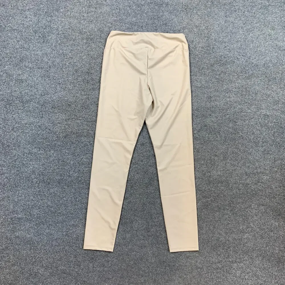 Calzedonia Leggings Womens S Small Cream Faux Leather High Waisted Crop Pull On